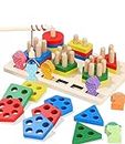 Juguetes Montessori de Apilar y Encajar 3 Años, 2 en 1 Juguetes Niños Niña, Juegos Educativos, Juego de Pesca, para Niños como Regalo de Cumpleaños