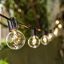 Quace 25 Ft G40 Globe Hanging Indoor/Outdoor String Lights with Clear Bulbs, (Black)(Plastic, Incandescent)