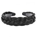 D-DIVINE Wide Braided Headband With Teeth Braids Hairband With Tooth Synthetic Hair Band Plaited Hairband For Women (Black)
