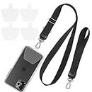 Phone Lanyard, SHANSHUI Adjustable Crossbody Around Neck Lanyard and Wrist Strap Tether Phone Charms with 4 Sticky Pads Compatible with iPhone,Samsung Galaxy and All Smartphones-Black