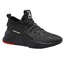 Aircum Men's Sports Running,Walking & Gym, School Shoes Lightweight PVC Sole Casual Sneaker for Men's & Boy's - Size-9 Black