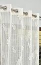 Ami Creation Tissue Net Flower Printed Cloth Fabric for Curtains Sofa Cover Table Cover Sheer Curtain Fabric Cloth Transparent Unstiched Fabric Material (2 Meter, Cream)