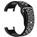 TASLAR Soft Silicone Breathable Bands Strap Compatible with Fitbit Charge 2 Heart Rate (Black Gray)