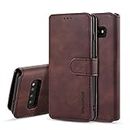 UEEBAI PU Leather Case for Samsung Galaxy S10, Vintage Retro Premium Wallet Flip Cover TPU Inner Shell [Card Slots] [Magnetic Closure] Stand Function Folio Shockproof Full Protection - Coffee