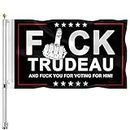 XccMe Fu-Ck Trudeau Flag,Black&Red Garden Flag Courtyard Flag UV Fade Resistant Canvas Header and Double Stitched for Indoor& Outdoor Flags (3X5FT)