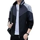Caraba Mens Trending Lightweight Windcheater Nylon Stylish Full Sleeves Stand Collar Water Resistant Winter Sports Jacket(BLACK-XL)