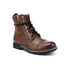 MONDAIN Leather for Men Stylish Long Ankle Chain Buckle Formal Officer Class Shoes S Grain Leather Light Weight Mens Shoes. Boots for Men (Brown)(MDBS-501-BROWN-10)