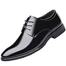 Men's Suit Shoes Leather Shoes Business Shoes Lace Up Shoes Business Suit Shoes Lace Up Shoes Patent Leather Wedding Men's Shoes for Business and Casual Outfits, black, 9.5 UK