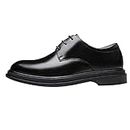 Mens Dress Shoes Formal Oxford Leather Lace Up Shoes Classic Modern Plain Toe Business Flat Derby Shoes Zapatos de Vestir para Hombre, Black, 5.5