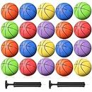Lenwen 22 Pcs Rubber Basketballs Bulk Official Size Rubber Basketballs with Pump Basketball Set for Indoor Outdoor, Youth Boys Girls Training Practice Games Match, 6 Colors(29.5 Inch)