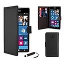 32nd Book Wallet PU Leather Flip Case Cover For Nokia Lumia 630, Design With Card Slot and Magnetic Closure - Black