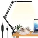 BROLAVIYA Overhead LED Desk Lamp Light with Metal arm Stand,3 Lighting Modes for Home, Office,Desktop,Bedroom,Reading,etc