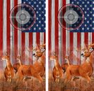 Cornhole Wraps American Flag Deer Hunting Theme Gun Scope Wood-look 2 pack #03