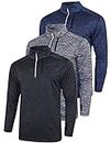 3 Pack: Women's Quarter 1/4 Zip Pullover Long Sleeve Workout Jackets, Athletic Dry Fit Running Shirts (Set 1, Medium)