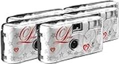 TopShot - Confezione 5 fotocamere usa e getta per nozze Love con flash, 27 foto, colore: Bianco