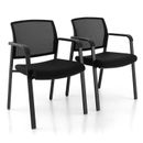 Set of 2 Waiting Stackable Reception Office Room Chair W Padded Seat Metal Frame
