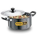 Hawkins Futura 2.25 Litre Cook n Serve Stewpot, Hard Anodised Sauce Pan with Stainless Steel Lid, Cooking Pot with Two Handles, Black (AST225)
