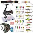Dr.Fish 40-Pieces Ice Fishing Rod Reel Combo Complete Kits with Backpack Seat Box Ice Jig Rap Shad Spoon Catch Ready