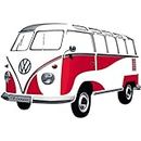 BRISA VW Collection Volkswagen Selfadhesive Wall Tattoo Sticker Decoration Poster with T1 Bus Campervan Design (Silhouette/Red)