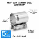 Exhaust Joint Band Clamp 1.75" 45mm - 3" Inch Stainless Steel Butt Sleeve Clamp