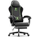 Dowinx Gaming Stuhl Racing Gamer Stuhl mit Frühling Kissen, Ergonomischer Gaming Sessel mit Massage Lendenwirbelstütze, Bürostuhl PU Leder PC-Stuhl Verbreiterte Rückenlehne 150KG, grün