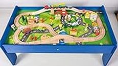 Webby Wooden Train Track Set Toy with Wooden Table