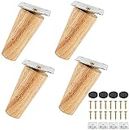 3.15inch/8cm Solid Wood Furniture Legs, 4PCS Mid-Century Round Wooden Replacement Feet Kit, Tapered Wood Legs Sofa Replacement Feet with & Mounting Plate & Screws for Sofa Couch Armchair Cabinet TV Stand
