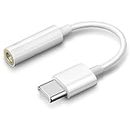 Type-C to 3.5 MM Jack AD7 Cable for Sam-Sung Galaxy Tab S7 / S 7 Original Type-C to 3.5 MM Audio Jack Cable Converter for CDLA Type, Hands-Free Noise Cancelling Splitter (TC7,WHT)