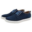 Asifn Men's Casual Suede Skate Shoes Front lace-up Shock bsorption Wear-Resistant Fashion Business Leather Flat Shoes 11.5M US Men Blue,11.22" Heel to Toe