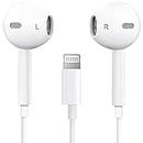 Apple Earbuds for iPhone Headphones Wired, Earphones with Lightning Connector [MFi Certified] Built-in Microphone & Volume Control, Noise Isolating Headsets for iPhone 14/13/12/11/XR/XS/X/8/7/SE-White