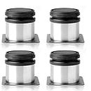 4PCS Furniture Cabinet Adjustable Stainless Steel Kitchen Feet Round Black and Silver 50 x 50mm