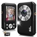 Digital Camera, Bofypoo Compact Camera FHD 1080P 44MP, Vlogging Camera with 16X Digital Zoom, Rechargeable 2.4” Mini Kids Camera with 32GB Memory Card, 2 Batteries for Beginners (Black)
