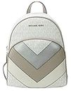Michael Kors Abbey Logo Monogram PVC Backpack With Chevron Pattern (Medium, Bright White)