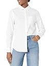 Amazon Essentials Damen Langärmeliges Hemd aus Popeline, Klassischer Schnitt, Weiß, XL