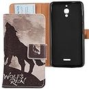 Lankashi Wolf Howl Design PU Leather Wallet Flip Cover Skin Protection Case for Alcatel Pixi 4 9001D 6.0 4G (Not 3G)