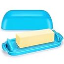 AONCO Butter Dish with Lid, Butter Container Holds for Countertop, Unbreakable Butter Keeper for Home Kitchen Decor, Perfect for East/West Coast Butter, BPA-free, Microwave/Dishwasher Safe (Blue)