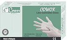 COWOX Surgicals Latex Examination Gloves Disposable Powder Free Examination White Hand Gloves Food Grade Ce & Fda Approved Small Size- Pack of 100 Pieces, Non-Sterile