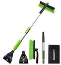 YeewayVeh 39" Snow Brush and Ice Scraper for Car Windshield, 360° Pivoting Brush Head with Comfort Foam Grip, 2 in 1 Extendable Snow Scraper and Snow Broom for Car Trucks SUV, Green