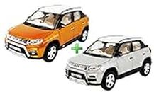 Amisha Gift Gallery® Brezza Car Gold & Silver Colour Combo in Multicolour SUV Pull Back Action Toy Car for Kids Miniature Mini Vehicle Scaled Models Toys Boys, Girls