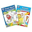 Orchard Toys Outer Space and Animals Sticker Colouring Book Engaging Educational Activity Designed for Preschoolers and Kids Aged 3 to 7 Years – Set of 2