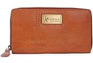 Catwalk Collection Handbags - Vera Pelle - Borsellino/Portafoglio/Portamonete da Donna - RFID Protezione - Scatola Regalo - Gallery Purse - MARRONE CHIARO - RFID