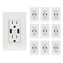 ELEGRP USB Wall Charger w/ Duplex Tamper Resistant Outlet, Wall Plate Included, White (10-Pack) | 1.69 H x 4.17 W x 1.65 D in | Wayfair
