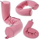 Dot&Dot Twist Memory Foam Travel Pillow for Neck,Chin,Lumbar and Leg Support - Neck Pillow for Traveling on Airplane - Best for Side,Stomach and Back Sleepers -,Bendable Roll Pillow,Pink