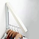 Bitnex Single Foldable Clothing Rack, Wall-Mounted Retractable Clothes Hanger for Laundry Dryer Room, Hanging Drying Rod, Small Collapsible Folding Garment Racks, Dorm Accessories (White)