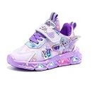 Elsa LED chaussures filles，enfants cuir imperméable，lumineuses chaussures sport légères clignotent lumière filles sport for courir avec des ailes for le printemps été et automne ( Color : Purple2 , Si