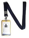 Presto ID Card Holder with Lanyard Gold Color Hard Metal Holder