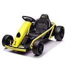 Voltz Toys Electric GoKart, 24V Outdoor Racer Drifter Go Kart Drift Car for Kid and Adult, Upgraded Design (Yellow)
