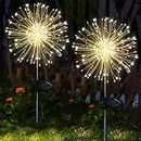 yowin Gartendeko Solarleuchten für Außen, 2 Stück 120 LED Solarlichter Pusteblume, 8 Modi Solarstecker Gartenbeleuchtung Wetterfest Solarlampen Feuerwerk für Garten Balkon Terrasse Blumenkästen Deko