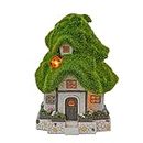 TERESA'S COLLECTIONS Flocked Garden Statues Fairy House with Solar Outdoor Light, Resin Cottage Outdoor Statues Garden Gifts for Mom Mother Day, Lawn Ornaments for Patio Porch Yard Decorations, 7.9"