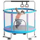 Trampoline for Kids, 60'' Mini Baby Toddler Trampoline, 5FT Recreational Trampoline, Indoor/Outdoor Kids & Adults Trampoline with Enclosure Net for Boys Girls (Blue and Purple)